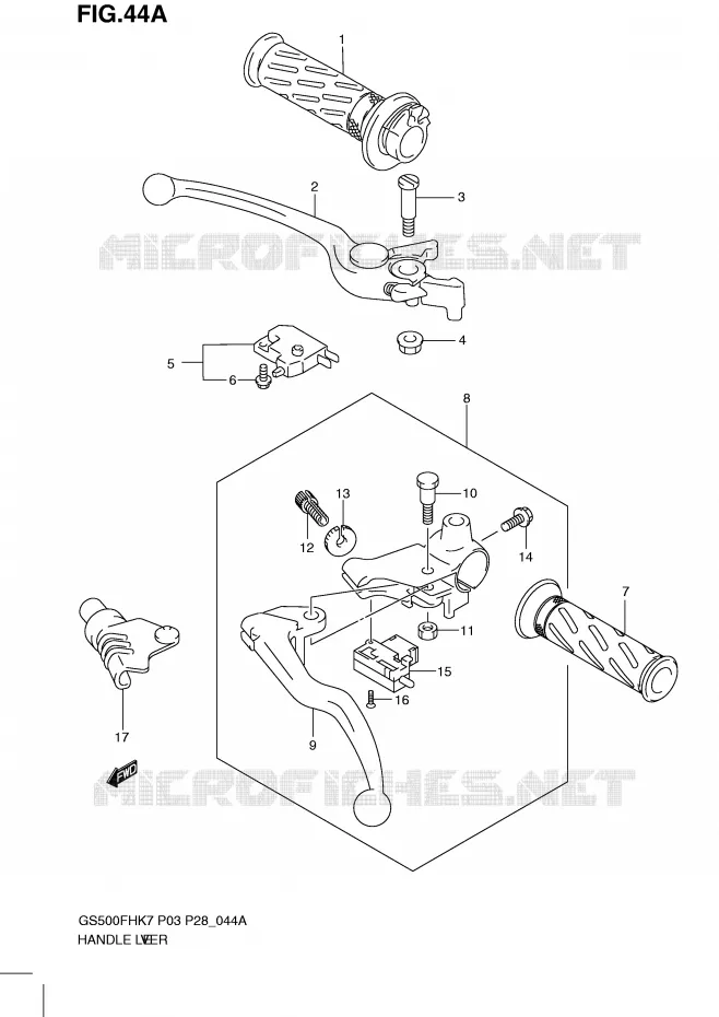LEVIERS - POIGNEES (MODEL L0) Suzuki MOTO 500 GS-F 2009  GS500FHK9(P24)