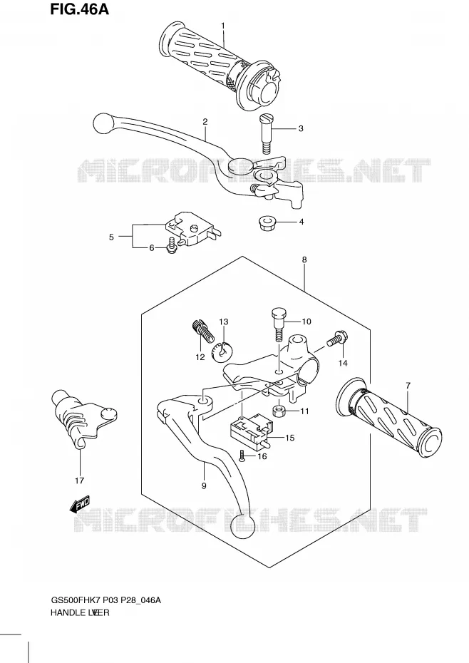 LEVIERS - POIGNEES (MODEL L0) Suzuki MOTO 500 GS-F 2009  GS500FHK9(P3)