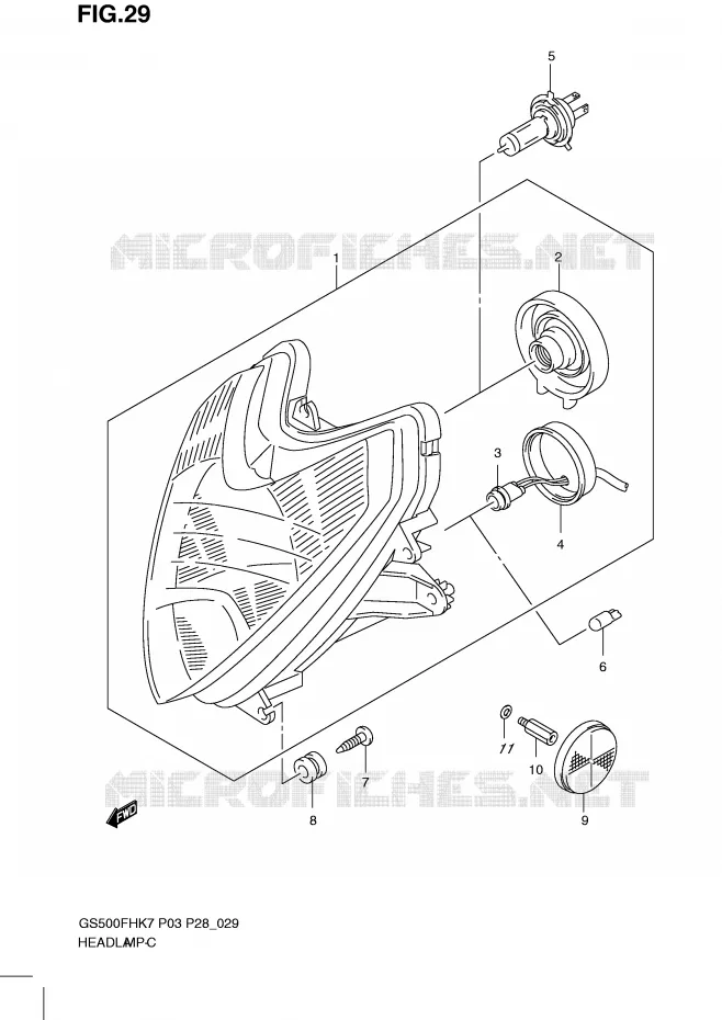 PHARE (GS500FH P3, P28, P33, P95) Suzuki MOTO 500 GS-F 2010  GS500FHL0(P3)