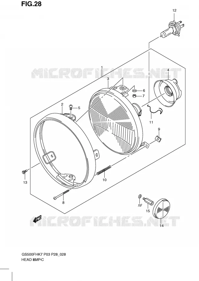 PHARE (GS500H P28, P95) Suzuki MOTO 500 GS-E 2010  GS500HL0(P3)