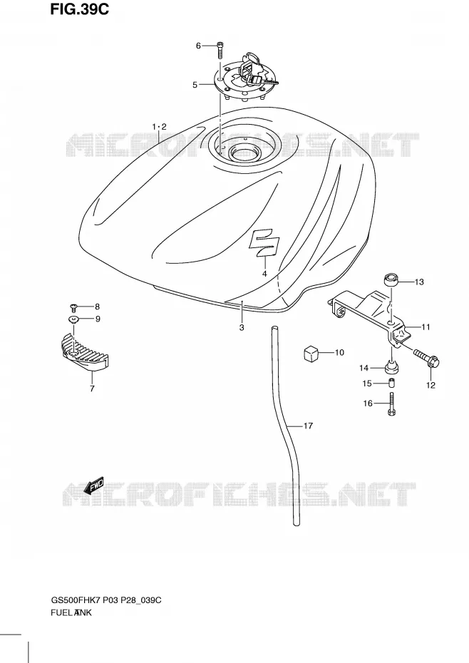 RESERVOIR D'ESSENCE (MODEL L0) Suzuki MOTO 500 GS-E 2007  GS500HK7(P3)