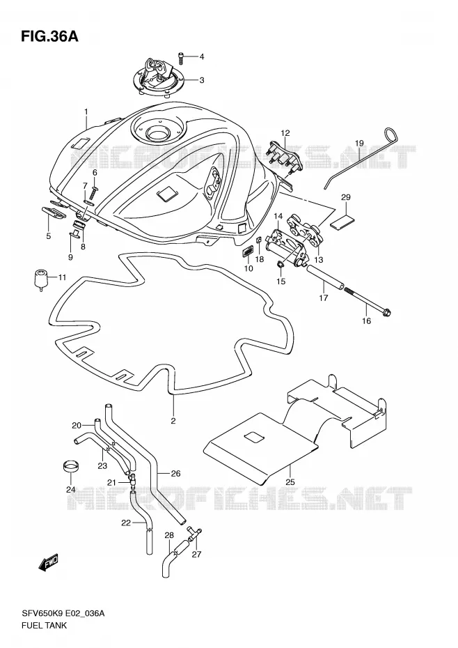 RESERVOIR D'ESSENCE (MODEL L0) Suzuki MOTO 650 GLADIUS 2010  SFV650UL0(E2)