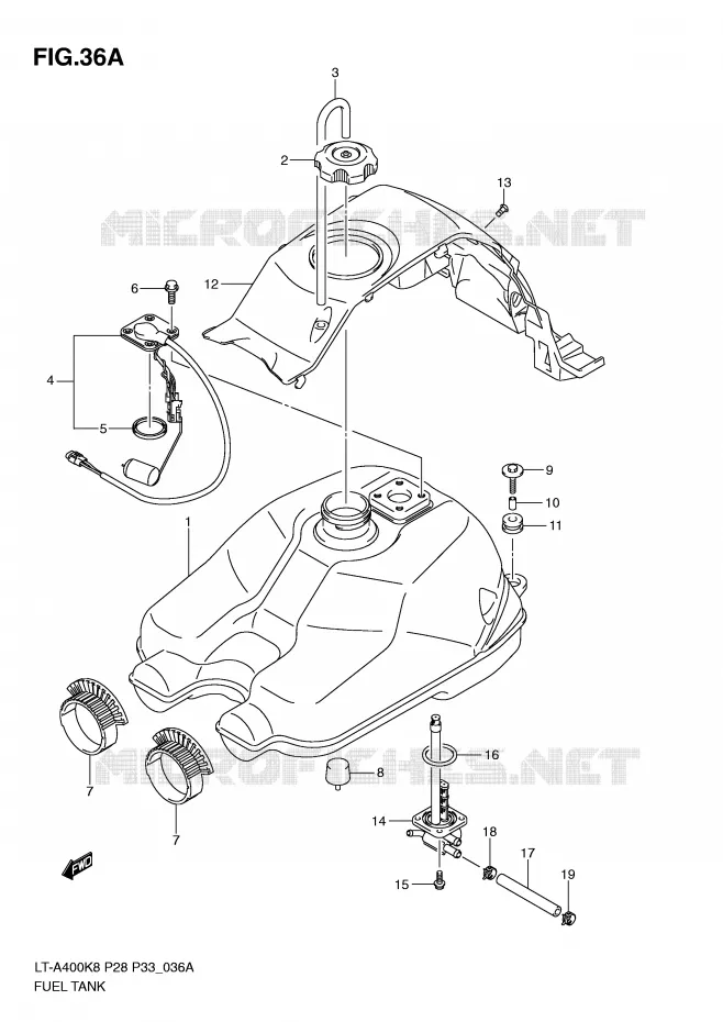 RESERVOIR D'ESSENCE (MODEL L0) Suzuki QUAD 400 EIGER 2008  LT-A400K8(P28/P33)
