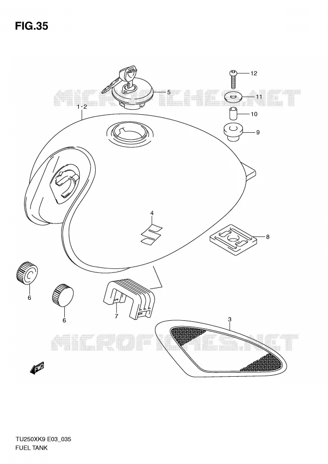 RESERVOIR D'ESSENCE Suzuki MOTO 250 TU 2009  TU250XK9(E3)