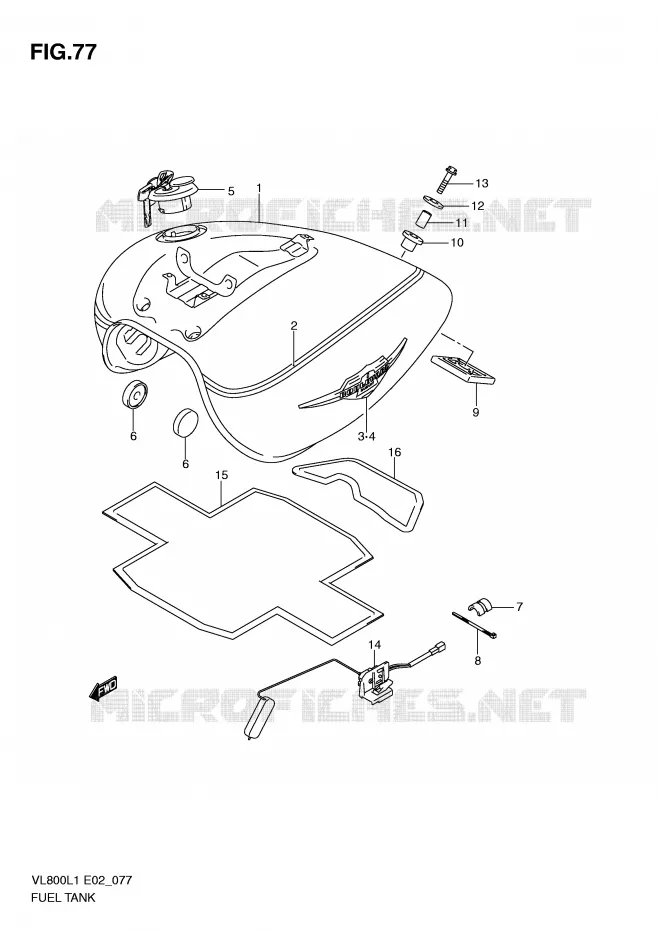 RESERVOIR D'ESSENCE (VL800TL1 E24) Suzuki MOTO 800 VOLUSIA 2011  VL800CUEL1(E2)