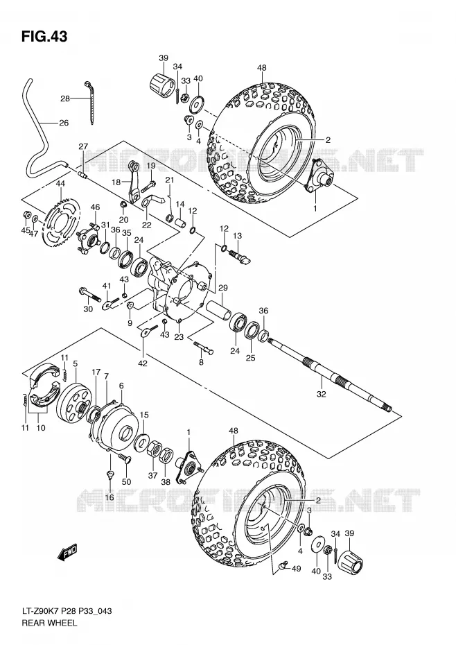 ROUE ARRIERE Suzuki QUAD 90 QUADSPORT 2007  LT-Z90K7(P28/P33)
