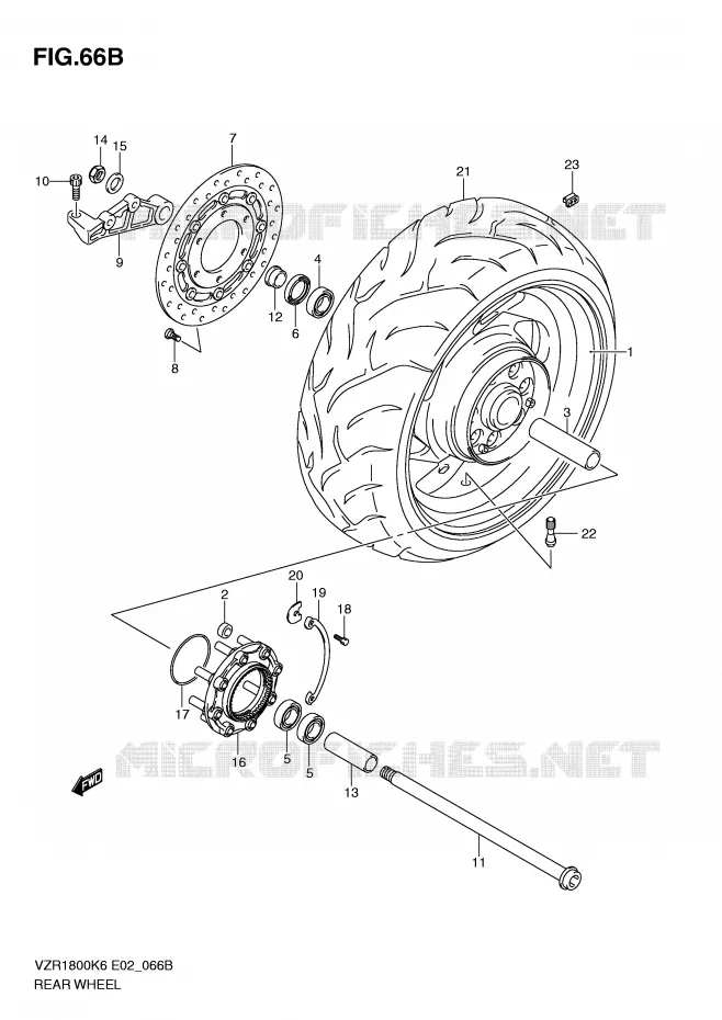 ROUE ARRIERE (VZR1800L0/UFL0/ZL0/ZUFLO) Suzuki MOTO 1800 INTRUDER 2010  VZR1800L0(E2)