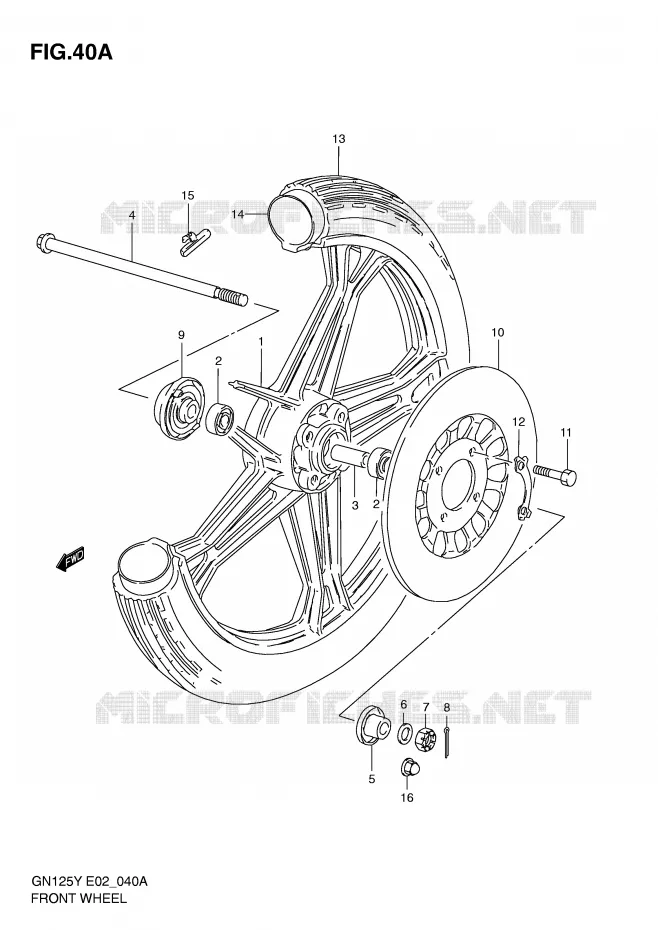 ROUE AVANT (GN125EV/EW/EX/EY/EK1) Suzuki MOTO 125 GN 1997  GN125UV(E2)