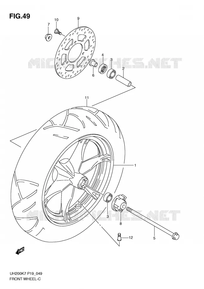 ROUE AVANT Suzuki SCOOTER 200 BURGMAN 2010  UH200GL0(P19)
