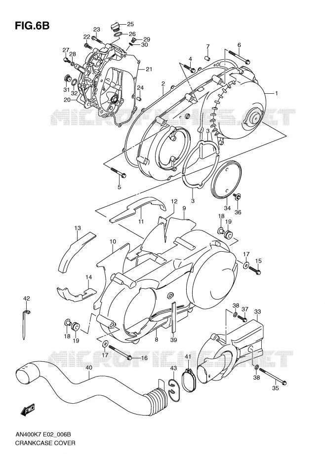 COUVERCLES DE CARTERS (MODEL L0) Suzuki SCOOTER 400 BURGMAN 2009  AN400K9(E2)