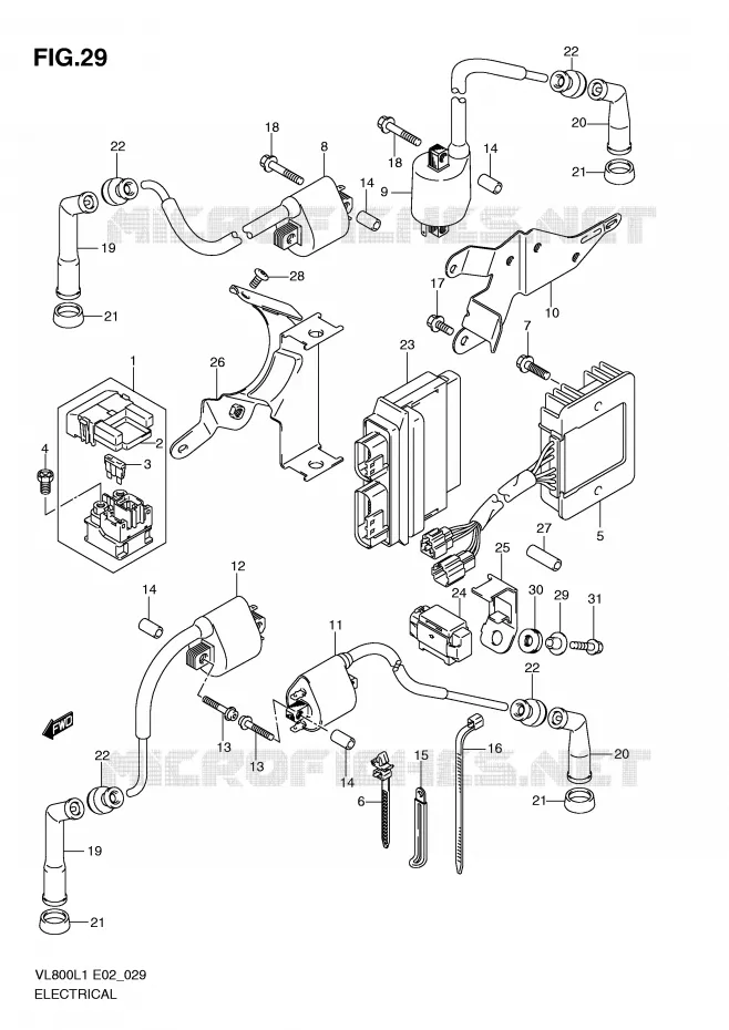 PARTIE ELECTRIQUE (VL800L1 E19) Suzuki MOTO 800 VOLUSIA 2011  VL800CL1(E2)