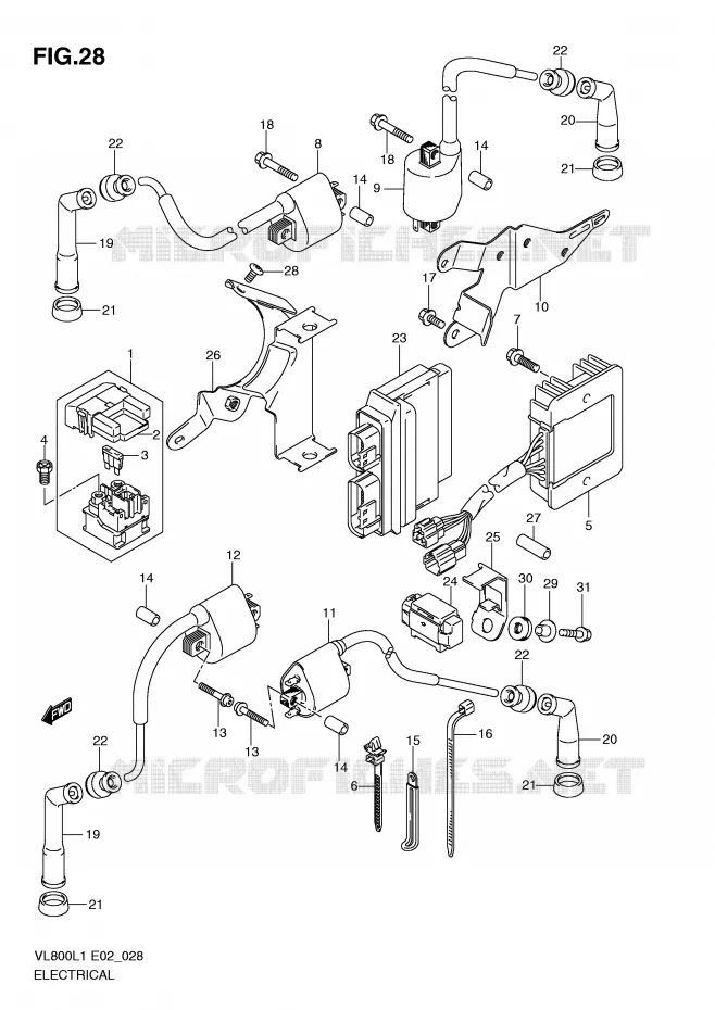 PARTIE ELECTRIQUE (VL800L1 E2) Suzuki MOTO 800 VOLUSIA 2011  VL800CUEL1(E2)