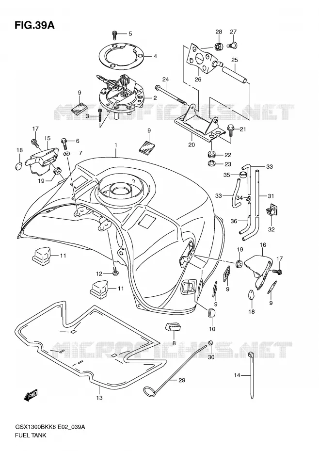 RESERVOIR D'ESSENCE (MODEL L0) Suzuki MOTO 1300 B-KING 2012  GSX1300BKAU2K8(E2)