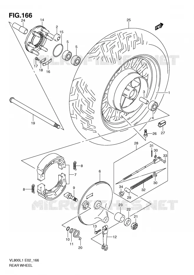 ROUE ARRIERE (VL800CL1 E24) Suzuki MOTO 800 VOLUSIA 2011  VL800UEL1(E2)