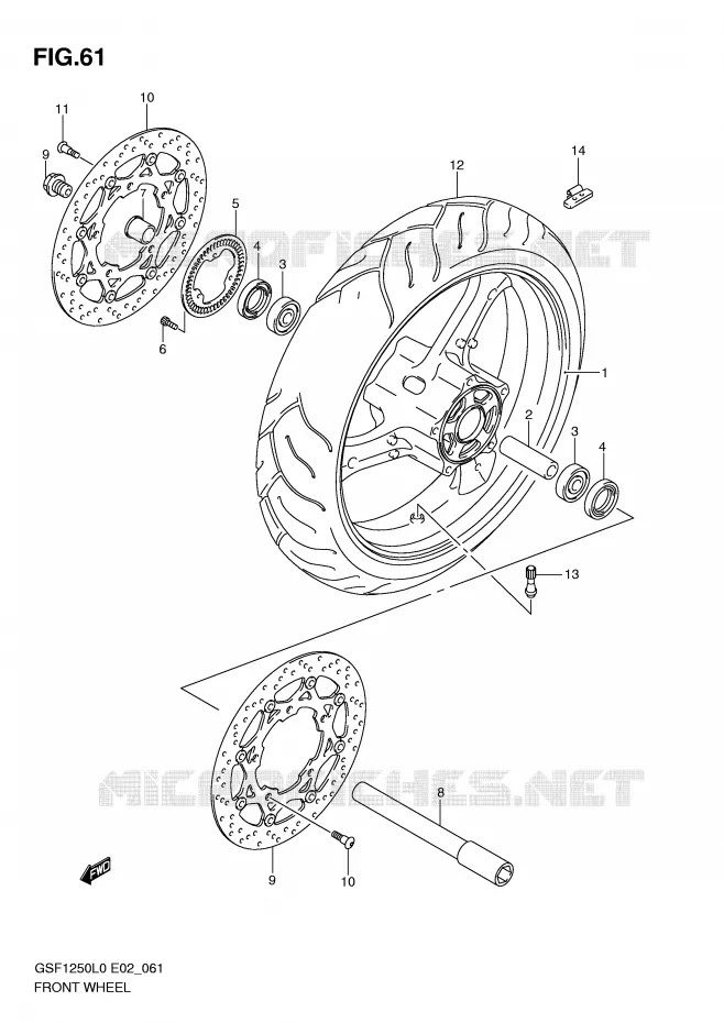 ROUE AVANT (GSF1250AL0) Suzuki MOTO 1250 BANDIT-N 2010  GSF1250L0(E2)