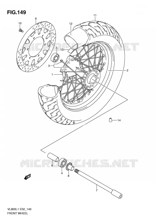 ROUE AVANT (VL800L1 E19) Suzuki MOTO 800 VOLUSIA 2011  VL800L1(E2)