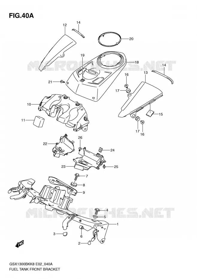 SUPPORT ET COUVRE RESERVOIR (MODEL L0) Suzuki MOTO 1300 B-KING 2012  GSX1300BKAU2K8(E2)