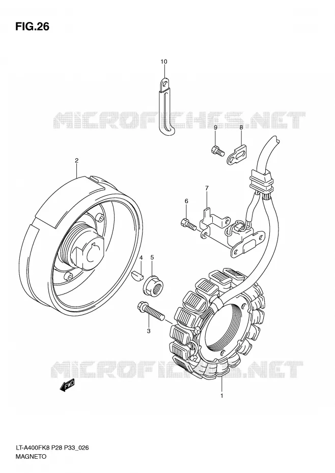 ALLUMAGE ROTOR - STATOR (MODEL K8/K9) Suzuki QUAD 400 KINGQUAD 2010  LT-A400FUL0(P28/P33)