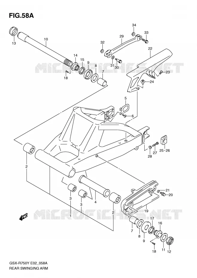 BRAS OSCILLANT ARRIERE (MODELE K2/K3) Suzuki MOTO 750 GSX-R 2002  GSX-R750K2(E2)