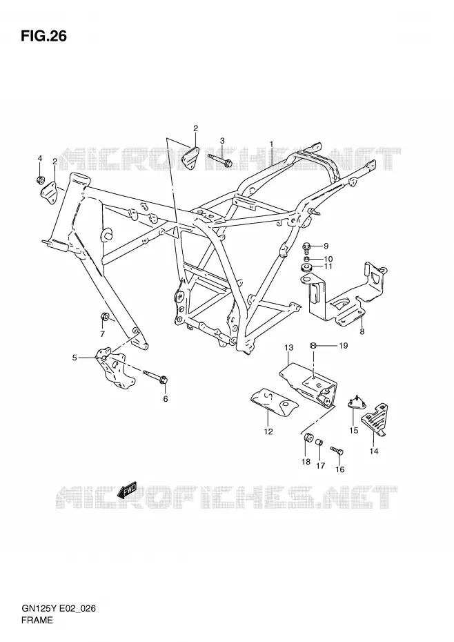 CADRE (MODELE V/W/X) Suzuki MOTO 125 GN 2000  GN125Y(E4)