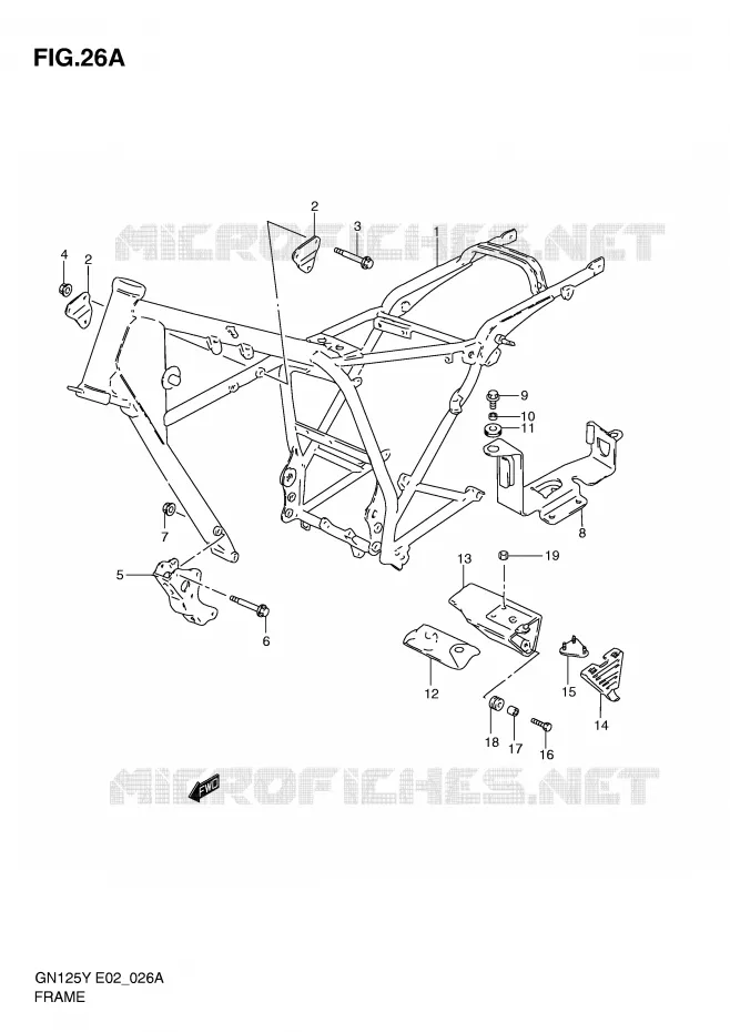 CADRE (MODELE Y/K1) Suzuki MOTO 125 GN 1998  GN125EW(E2)