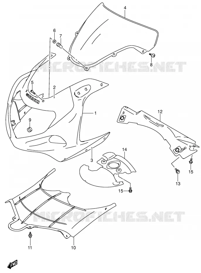 CARENAGES - ETIQUETTES (MODELE K1) Suzuki MOTO 750 GSX-R 2002  GSX-R750U1K2(E2)