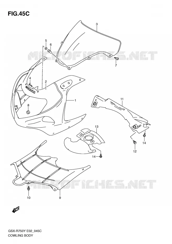 CARENAGES - ETIQUETTES (MODELE K3) Suzuki MOTO 750 GSX-R 2001  GSX-R750U1K1(E2)