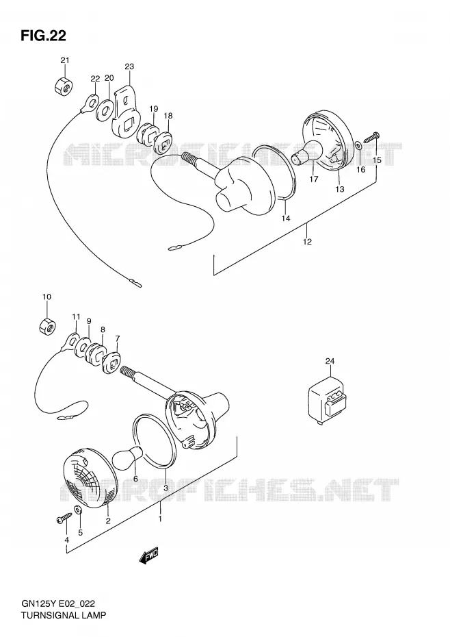 CLIGNOTANTS (MODEL V/W/X E1,E2,E4,E18,E21,E22,E71,P9) Suzuki MOTO 125 GN 1999  GN125EX(E2)