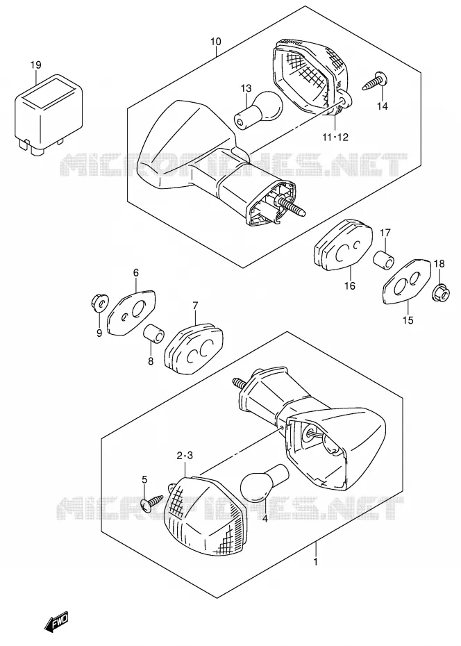 CLIGNOTANTS (MODELE Y/K1) Suzuki MOTO 750 GSX-R 2001  GSX-R750U2K1(E2)