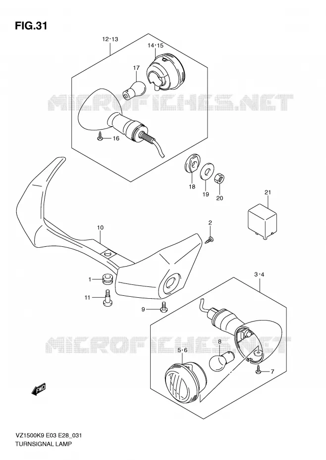 CLIGNOTANTS Suzuki MOTO 1500 BOULEVARD 2010  VZ1500L0(E3/E28)