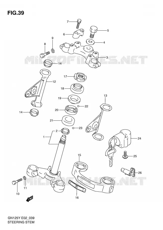 COLONNE DE DIRECTION (MODELE V/W/X) Suzuki MOTO 125 GN 2001  GN125K1(E4)