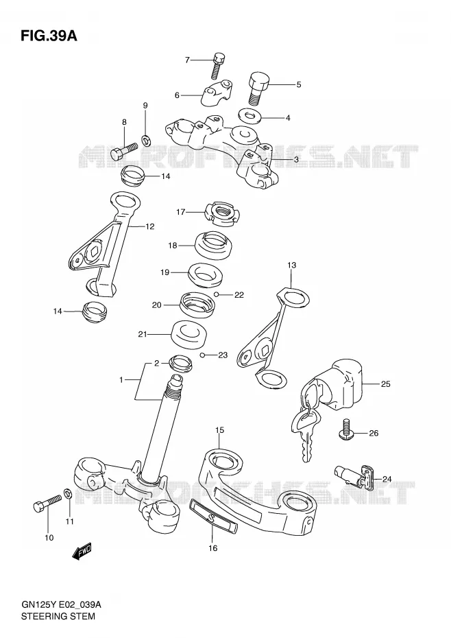 COLONNE DE DIRECTION (MODELE Y/K1) Suzuki MOTO 125 GN 2000  GN125EY(E2)