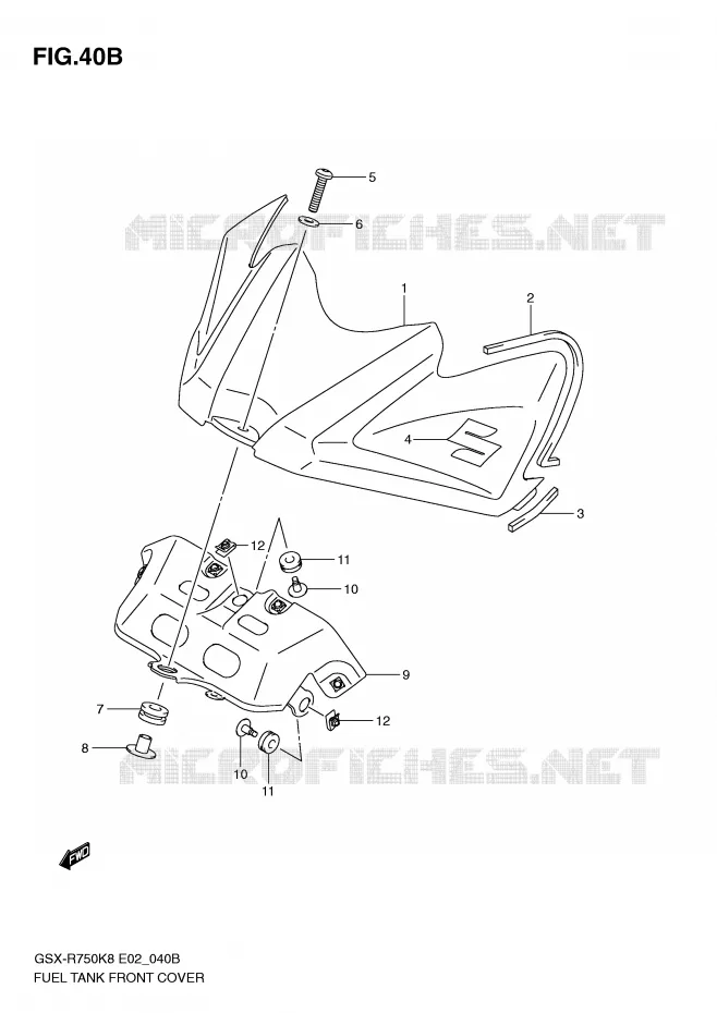 COUVRE RESERVOIR (MODEL L0) Suzuki MOTO 750 GSX-R 2010  GSX-R750UFL0(E2)