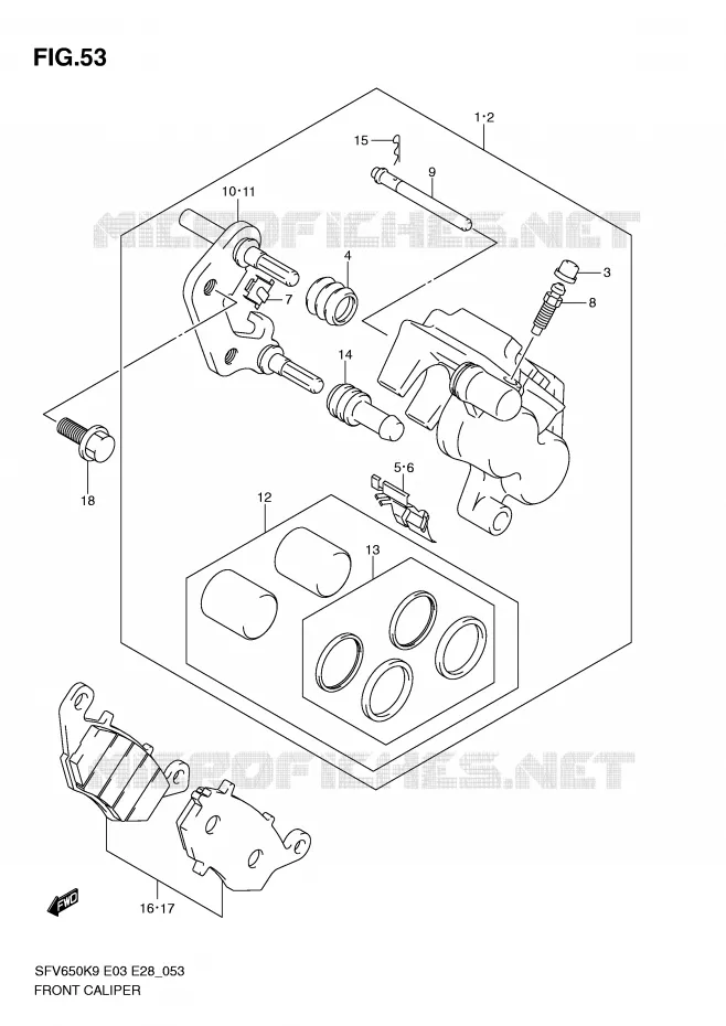 ETRIER DE FREIN AVANT Suzuki MOTO 650 GLADIUS 2010  SFV650AL0(E3/E28)