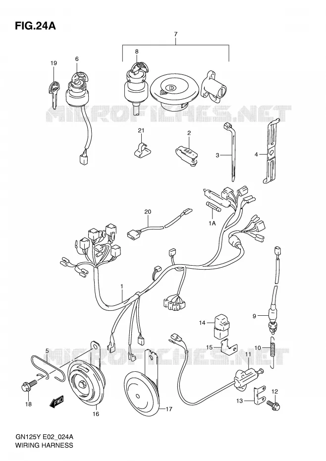 FAISCEAU ELECTRIQUE (MODELE V/W/X/Y/K1 E1,E30) Suzuki MOTO 125 GN 1999  GN125EX(E2)