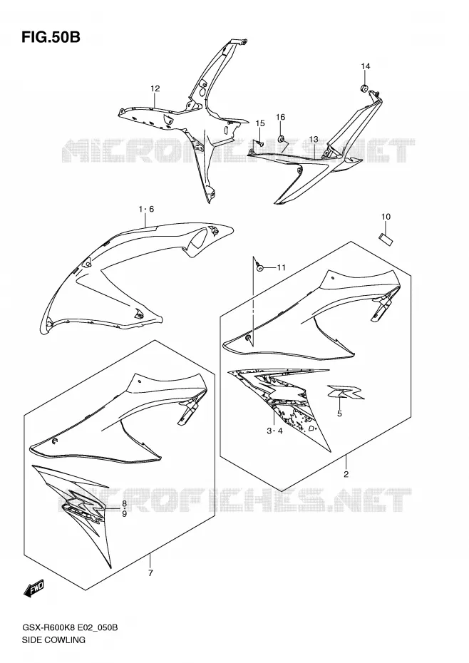 FLANCS DE CARENAGES (MODEL L0) Suzuki MOTO 600 GSX-R 2009  GSX-R600UEK9(E2)