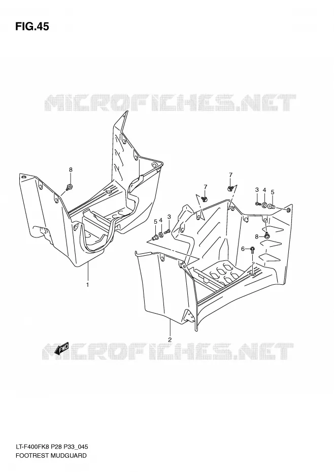 GARDE BOUE - REPOSE PIEDS Suzuki QUAD 400 KINGQUAD 2008  LT-F400FK8(P28/P33)