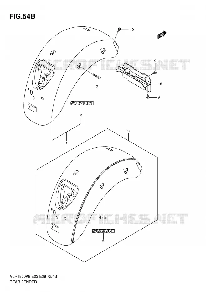 GARDE BOUE ARRIERE (MODEL L0) Suzuki MOTO 1800 BOULEVARD 2008  VLR1800TK8(E3/E28)