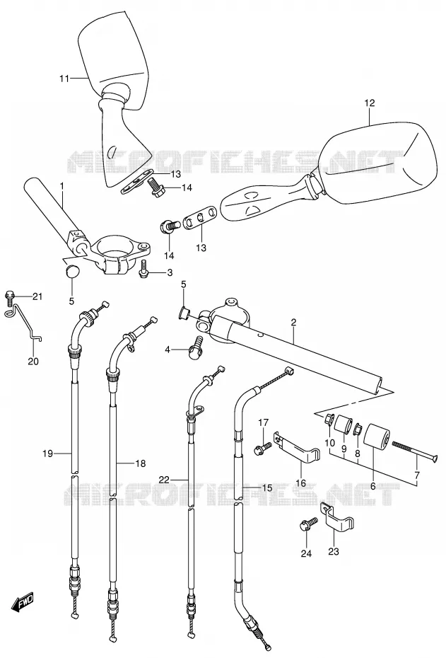 GUIDON (MODELE Y/K1) Suzuki MOTO 750 GSX-R 2002  GSX-R750U2K2(E2)