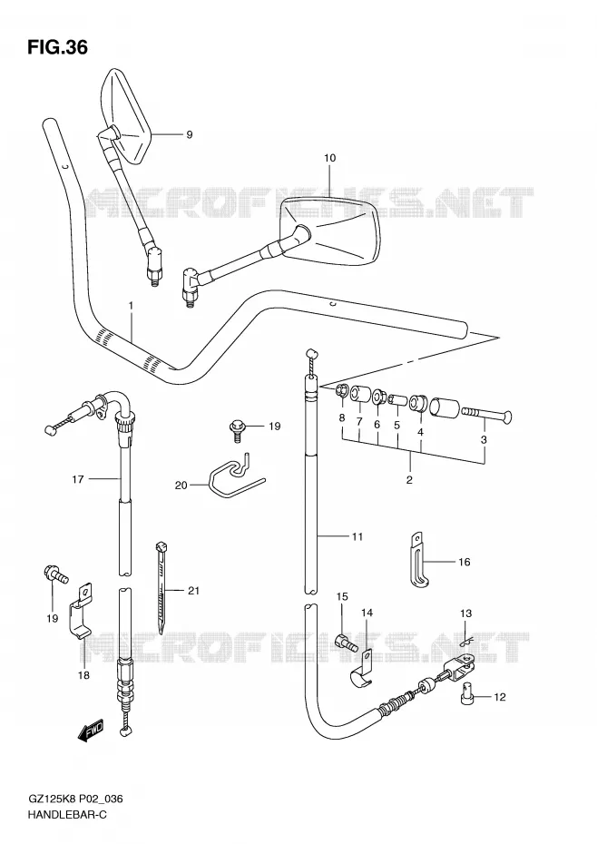 GUIDON Suzuki MOTO 125 MARAUDER 2010  GZ125L0(P02)