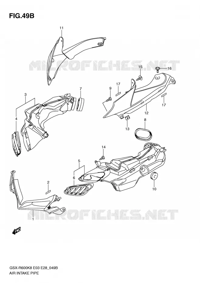PRISE D AIR (MODEL L0) Suzuki MOTO 600 GSX-R 2009  GSX-R600K9(E3/E28)