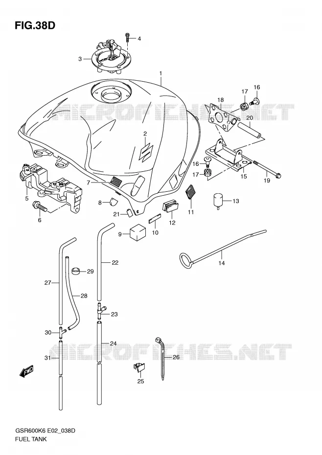 RESERVOIR D'ESSENCE (MODEL L0) Suzuki MOTO 600 GSR 2007  GSR600AK7(E2)