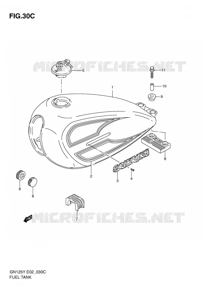 RESERVOIR D'ESSENCE (MODELE K1) Suzuki MOTO 125 GN 1999  GN125EX(E2)