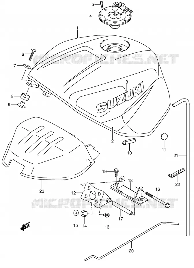 RESERVOIR D'ESSENCE (MODELE K2) Suzuki MOTO 750 GSX-R 2001  GSX-R750K1(E2)