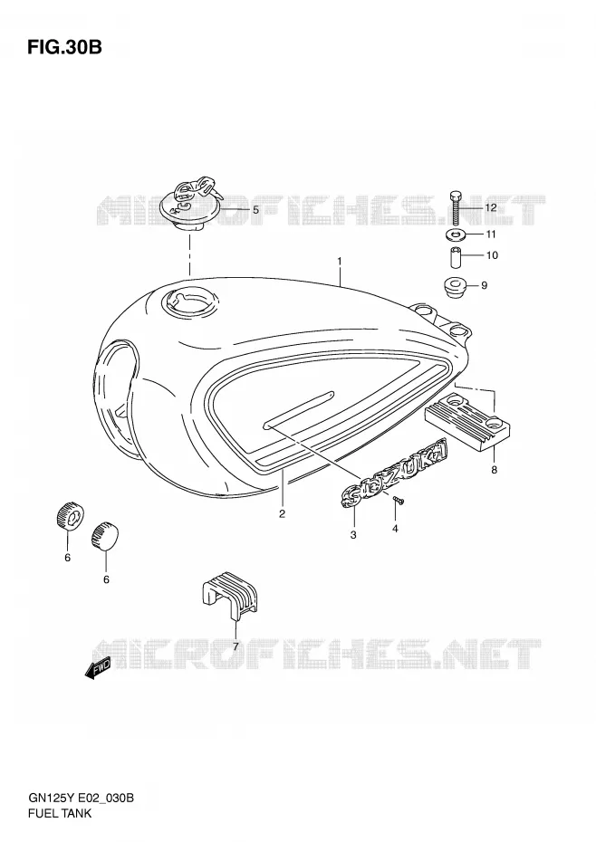 RESERVOIR D'ESSENCE (MODELE Y) Suzuki MOTO 125 GN 1999  GN125UX(E2)