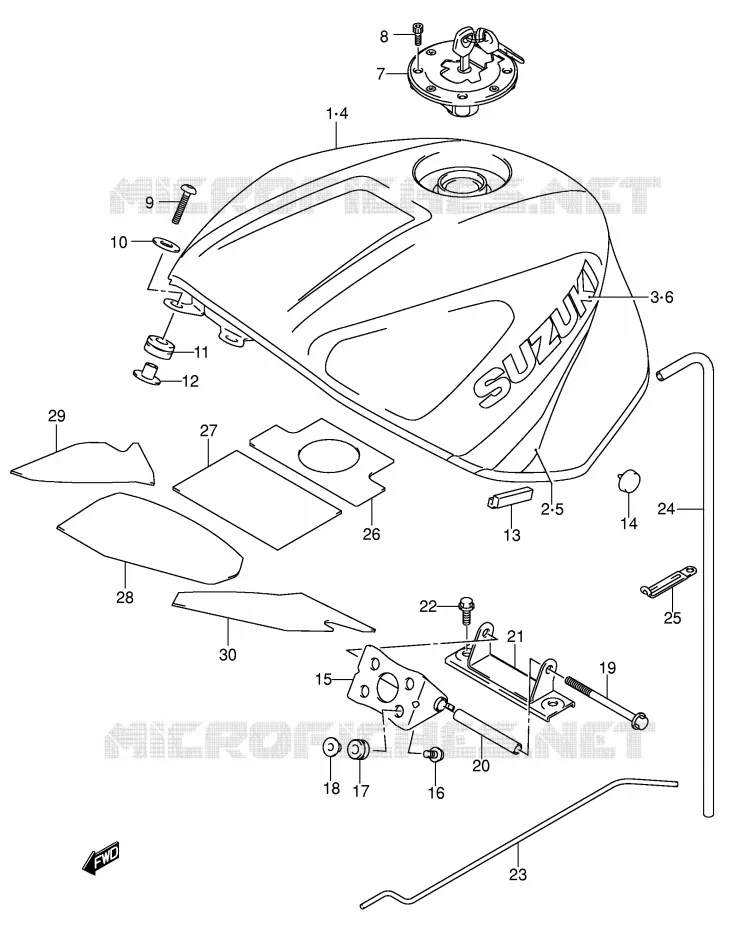 RESERVOIR D'ESSENCE (MODELE Y) Suzuki MOTO 750 GSX-R 2002  GSX-R750K2(E2)