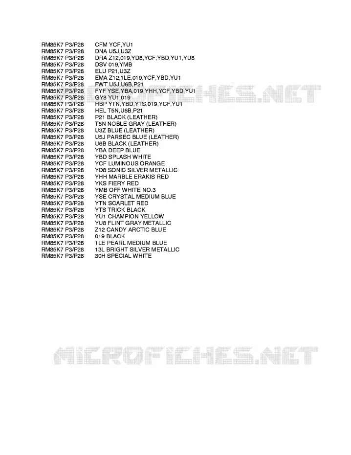 * CHARTE COULEUR * Suzuki MOTO 85 RM 2009  RM85LK9(P3/P28)