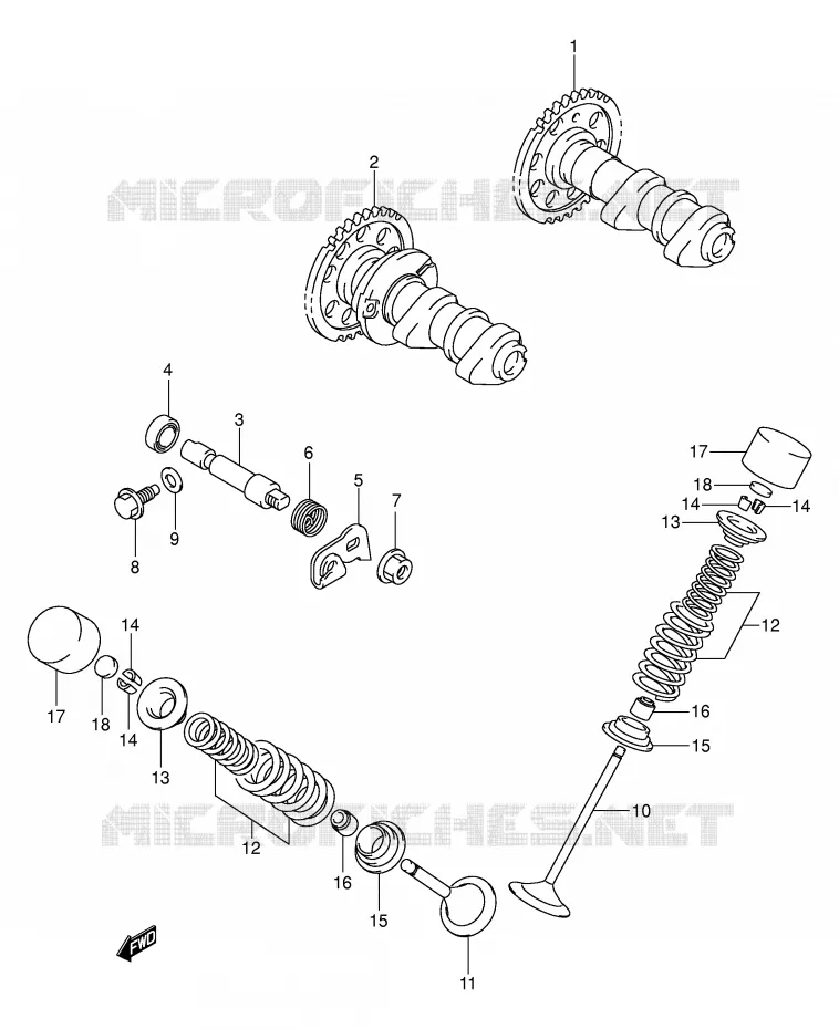ARBRE A CAMES - SOUPAPES Suzuki MOTO 400 DR-Z 2004  DR-Z400EK4(E3/E28)