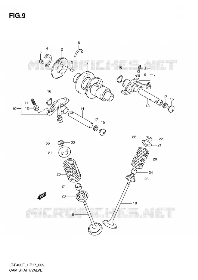 ARBRE A CAMES - SOUPAPES Suzuki QUAD 400 KINGQUAD 2011  LT-F400FL1(P17)