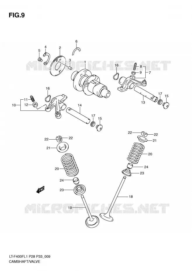ARBRE A CAMES - SOUPAPES Suzuki QUAD 400 KINGQUAD 2011  LT-F400FZL1(P28/P33)